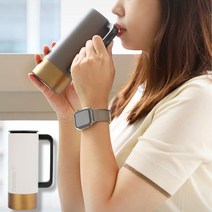 ll0II워터보틀 커피 머그텀블러 손잡이텀블러 스텐보온보냉텀블러 ［Il］, 아이보리