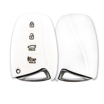 자동차 아슬란 현대 4버튼 실리콘 스마트키케이스 키홀더 키링, 화이트