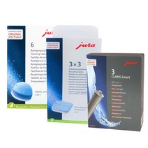 Jura ENA8 ENA4 E8 유라 커피머신 청소 클리닝 세척제 세척 알약 6개입 석회질제거 디스케일링 9개입 정수 필터 3개입 세트