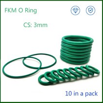 고무오링 패킹 실리콘 오링 고무링 CS 3mm 한 팩에 10 개 불소 고무 씰링 O 링 FKM O-링 오일 씰 워터, 27 OD 34mm_01 10 Pieces_01 3mm