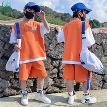 셀럽당 중학생 소년용 레이어드 반팔세트 주니어 여름 5부 반바지 상하복
