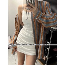 스트링셔링힙슬립원피스+얇은스트라이프스냅셔츠투피스여하