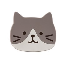 귀여운 고양이 티코스터 컵받침대 5종, 고양이 컵받침대 1P 회색이