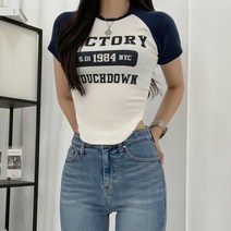 티데일리 여성용 빅토리 나그랑 크롭 반팔 티셔츠