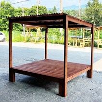 지붕형 조립식 평상 6자 1800_1800 방부목 야외 평상마루 (택배 배송), d)살구색