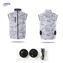 AKRUA 선풍기조끼 여름 현장 아이스 에어컨옷 작업복 아이스 선풍기옷, 화이트2XL