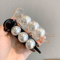 진주 헤어집게핀 2개세트 고급 머리핀 고품격 공주님 스타일 올리머리 반묶음 왕진주 흑진주, 블랙