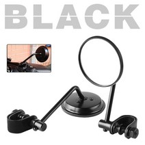 오토바이 핸들 바 백미러 라운드 볼록 클립 온 레트로 22 25mm honda 용 kawasaki 카페 레이서 미러, 검은색