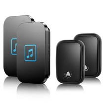 CACAZI-방수 자체 전원 가정용 무선 초인종 150M 원격 배터리 버튼 없음 미국 EU 영국 AU 플매트 카펫 러그 수신기 전화 벨소리, UK, [12] black 2TR x 2RE