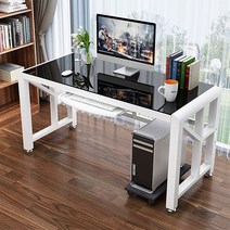 제일퍼니처 디자인굿 강화유리 위생 책상 컴퓨터 PC 철제 사무용 게이밍, 뉴아트_선택32:화이트블랙+키보드(W120cm)