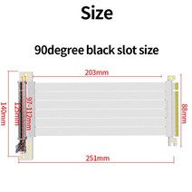 파워 풀 스피드 화이트 PCIE 3.0 X16 라이저 케이블 그래픽 카드 연장 PCI Express gpu용 잼 방지 포함 차폐 익스텐더, 01 90-3.0_02 0.15M