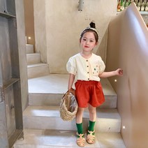 여아동 여름 꽃자수 팬츠세트 반팔 바지세트 상하복 유아 플라워 블라우스 자매 데일리등원룩
