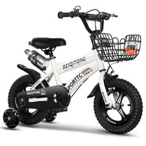조립식 어린이 네발 자전거 14인치 16인치 5세 6세, 흰색+ 14 인치 +물병거치대없음