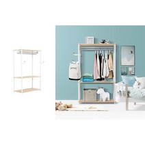 초등학생 주니어장 2단 오픈옷장 싱글행거 맞춤스타일 작은드레스룸 아이방, 단일사이즈