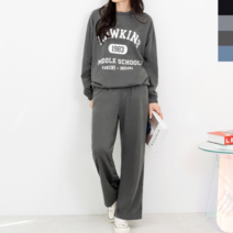 피턴진 GQQ M781_M280 여자호킨스맨투맨와이드바지세트