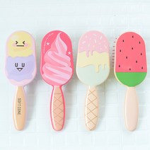 캣냅 아이스크림 헤어브러시 스트로베리   솜사탕, 혼합 색상, 1세트
