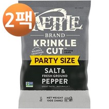 케틀 브랜드 포테이토 칩스 크링컬 컷 솔트 앤드 그라운드 페퍼 케틀 칩스 파티 사이즈 13oz, 2팩