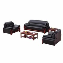 3.5인용가죽쇼파 가죽의자올리브체어 Zhuomu Anbang 현대 가죽 싱글 3 -Person Solid Wood 3+1+1 커피 테이블 조합 비즈니스 리셉션 회의 소파