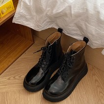 나루니 여성워커 워커부츠 두꺼운굽 에나멜 유광 집업 스키니 슬림핏 가을 겨울 4cm 4cm굽