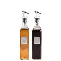 Xi Bi Mi Yuan 리크프루프 글래스 스퀘어 보틀 오일 팟 소스병, 2개입, 500ml