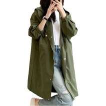 나드리 여성 허리 스트링 후드 야상 윈드점퍼