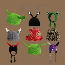 니트 모자 귀여운 만화 남성용 및 여성용 가을 겨울 귀달이