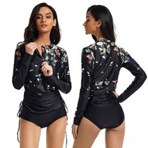 여성용긴 소매 rashguard rashguard bathing suit de래쉬가드, 727012블랙, m