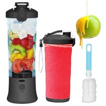 쉐이크 및 스무디용 휴대용 블렌더 591.5ml(20온스) 방수 개인용 USB 충전식 6개의 블레이드 여행용 뚜껑 포함 주방 사무실 체육관 (화이트) 573946, Carbon Black