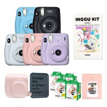 인스탁스 미니11 폴라로이드+전용가방+필름80장+틴케이스+마카롱2단앨, 1개, 블러쉬핑크
