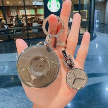 메르세데스 벤츠 키케이스 화이트 블랙 그레이 버클 고급 명품 선물 키홀더, 그레이+로고 링