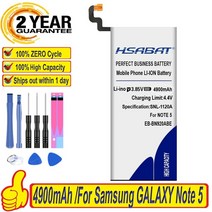 갤럭시 배터리 HSABAT 삼성 노트 5 N9200 N920t 프로젝트 노블 N920c EB-BN920ABE SM-N9208 N9208 4900mAh, 한개옵션0, 한개옵션0, 한개옵션1