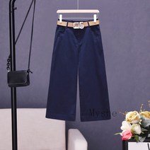 [Myshe]여성 캐주얼 와이드 바지 루즈핏 7부 와이드 팬츠 Nine528FEI529QFK07