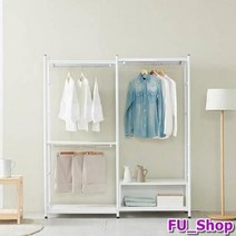 ForU57 스틸 시스템행거 2단기본형 1단오픈형 세트 수납행거 철제행거 행거 행거장, 화이트