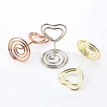 와이어 POP 실버 로즈 골드 네임택 메모 홀더 가격표 꽂이 쇼클립 베이커리, 하트, 로즈골드 12cm