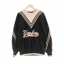 엠엘비스포츠 블랙 투톤 면혼방 뉴욕양키스빅로고맨투맨 여자 L [110] 4229