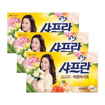 샤프란 아로마시트 섬유유연제 코튼 블로섬 본품, 3개, 50매