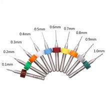 스텐 전동 드릴 비트 세트 철판용 다용도 타일용 목공 콘크리트 10 개/대 0.3mm ~ 1.2mm PCB 미니 텅스텐 강철 카바이드 인쇄 회로 기판 CNC 기계, 0.1-1mm