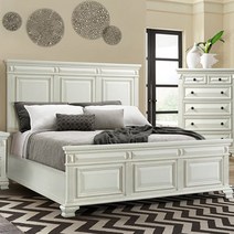 엔틱수입가구 원목 빈티지화이트 라지킹 침대프레임 CY700 매트리스별도