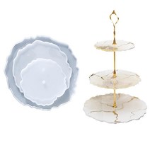 GOLEDU 3겹 디저트 플래터 레진 몰드 크라운 홀더 포함 에폭시 실리콘 주조 DIY 만들기 과일 트레이 컵케이크 서빙 스탠드