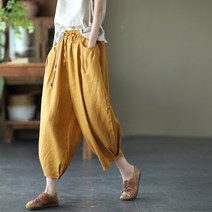 리넨 배기 수출함 이탈리안 여성의류 잔품 거물급 마름질 단아한 클래식 얇은 린넨 벌룬팬츠 2259583840