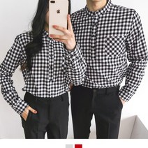 커플시밀러룩 헨리넥 체크 남방