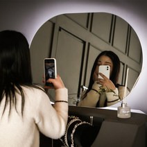 라헨느 프리미엄 LED 양타원(가로) 조명거울 간접조명 인테리어 욕실 화장실 카페 미용실 벽거울, 3색 조정 터치형 (주광색+주백색+전구색)