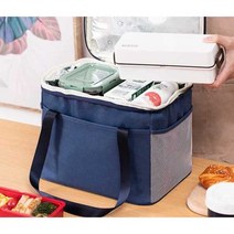 휴대용 도시락가방 반찬보관 보온보냉 신선유지 방수가방 직장인 학생, 네이비블루 - 소사이즈