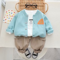 더쭈야 남아 상하복 아기 아동 봄 가을 가디건+티셔츠+바지 3종세트 등원