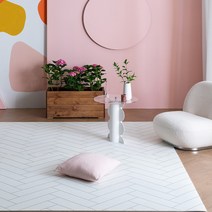 포포 강아지 미끄럼방지 롤 애견매트 거실 복도 논슬립, 헤링본화이트 14mm