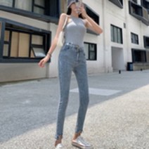 KORELAN 스팟 #대형 뚱뚱 mm 하이 웨이스트 청바지 여성 새 어 버전 꽉 끼는 쇼 얇은 연필 그물 빨간색 작은 발 조수