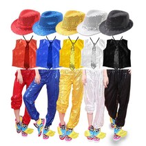 스팽글 무대의상 반짝이옷 풀세트 모자 넥타이 조끼 바지 파티 행사 단체복, (반짝이레드세트)모자＋넥타이＋조끼＋바지