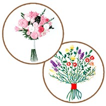 러브핑코 프로방스 십자수 프랑스자수 DIY 인테리어 자수 12종, 02. 부케+플뢰르