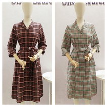 올리비아로렌 경쾌한 체크 벨티드 집업 7부 플레어 롱 원피스 nc청주점 vvcoaxm3351