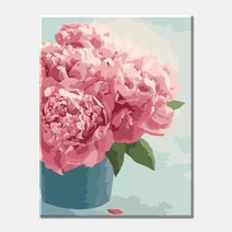 diy 명화그리기 함박꽃 화분 물감2배 모란 목단 40X50 아크릴 유화 색칠하기 그림 인테리어 액자